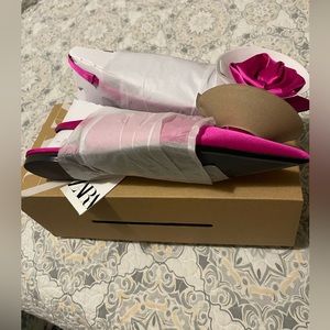 Zara fuchsia sling back satin flats